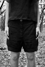 Load image into Gallery viewer, LINEN SHORTS 003 - BLACK

