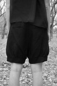 LINEN SHORTS 003 - BLACK